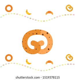 Bakery bread and pastries, bagel and croissant. Vector illustration