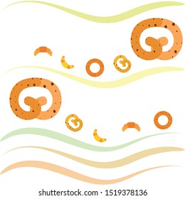 Bakery bread and pastries, bagel and croissant. Vector illustration