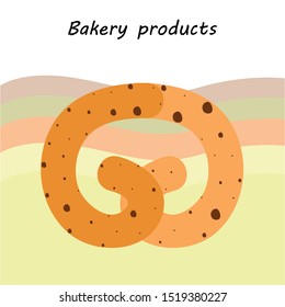 Bakery bread and pastries, bagel and croissant. Vector illustration