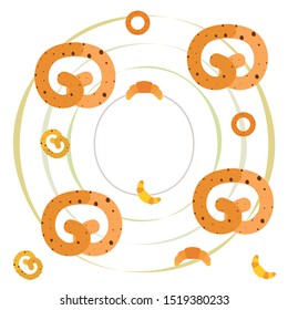Bakery bread and pastries, bagel and croissant. Vector illustration
