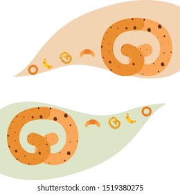 Bakery bread and pastries, bagel and croissant. Vector illustration