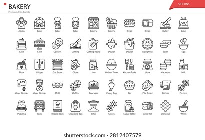 Bakery Bread Pastry Cake Artisan Sweet Icon Set