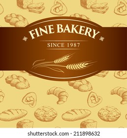 bakery bread.  seamless background pattern. labels pack for bread, baguette, loaf, cake, baked, croissant,bun. bread,  bakery shop,  cake,  bakery logo,  baking,  pastry,  cupcake,  bakery products