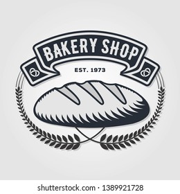 Bakery or bread shop logo, emblem with Bread. Vector illustration