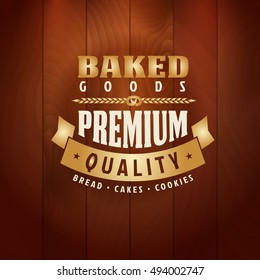 bakery or bread shop retro gold logo on vector vintage wood texture classic pastry star texture traditional cake background scene food wood cafe sign business fancy vintage decorative classical flag l