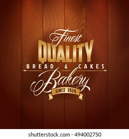 bakery or bread shop retro treasure logo on vector classic wood texture classical pastry star texture traditional background scene food wood cafe sign contract luxurious antique ornamental flag letter