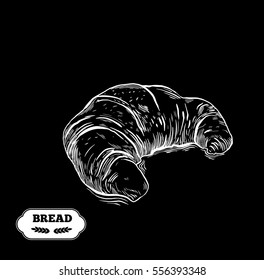 Bakery. Bread vector hand drawn illustration. Black ear, on isolated background.