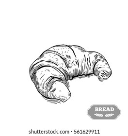 Bakery. Bread vector hand drawn illustration. Black ear, on isolated background.