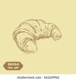 Bakery. Bread vector hand drawn illustration. Black ear, on isolated background.