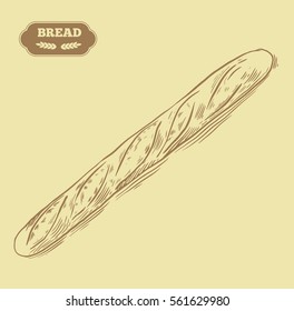 Bakery. Bread vector hand drawn illustration. Black ear, on isolated background.
