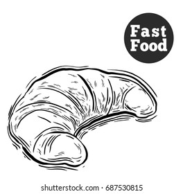 Bakery. Bread vector hand drawn illustration. Black ear, on isolated background.