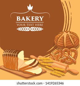 bakery in brown background, bread house, bakery banner