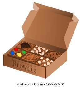 bakery : brownie dessert box. illustration