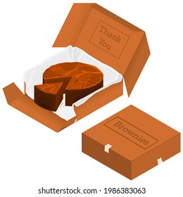 bakery : brownie dessert in a box. illustration