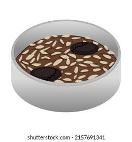Bakery : Brownie on a baking tray. illustration.