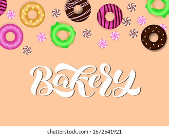 Bakery brush lettering. Vector illustration for card