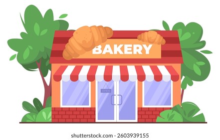 Bakery building on isolated background. Vector illustration in a flat style