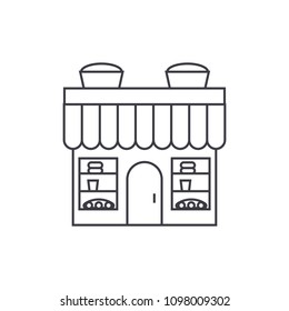 Bakery building thin line icon concept. Bakery building linear vector sign, symbol, illustration.