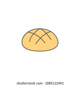 bakery, bun icon symbol in color icon, isolated on white background