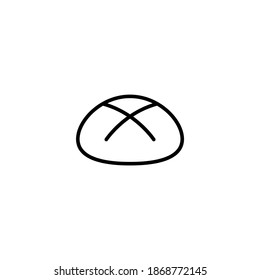 bakery, bun icon symbol in flat black line style, isolated on white background