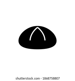 bakery, bun icon symbol in solid black flat shape glyph icon, isolated on white background