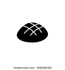 bakery, bun icon symbol in solid black flat shape glyph icon, isolated on white background