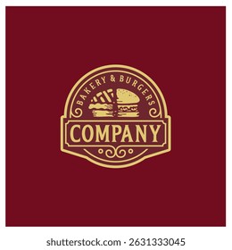 Bakery burger logo design vector
