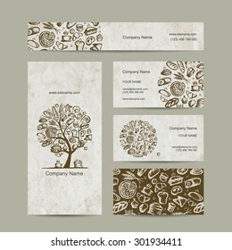 Bakery, business cards design. Vector illustration