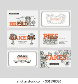 Bakery Business Cards. Vector Illustration