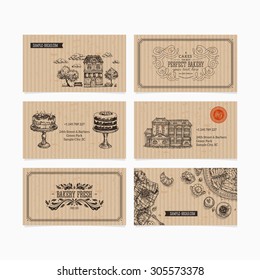 Bakery Business Cards. Vector Illustration