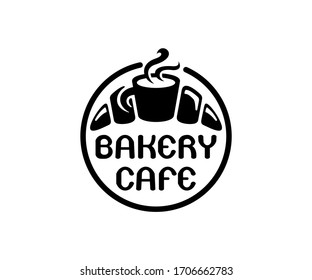 Bakery cafe, bakehouse logo design or label. Home baking, sweet food and bake, vector design and illustration