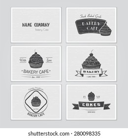 Bakery cafe. The food and service. Set of Typographic labels, logos and badges. Flat vector illustration