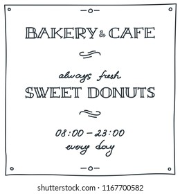 Bakery and cafe. Hand drawn flyer template on white background. Can be used for invitation and promo. Vector illustration 8 EPS