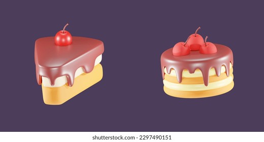 Bakery cake 3d icon illustration