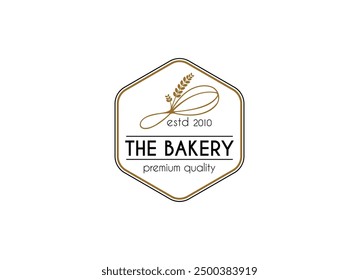 Bakery and cake coffee shop logo design vector illustration. Cake Pastry Simple Homemade Badge Template