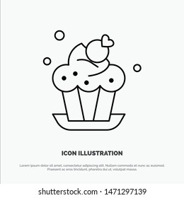 Bakery, Cake, Cup, Dessert Line Icon Vector. Vector Icon Template background
