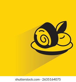 bakery cake icon with shadow yellow background