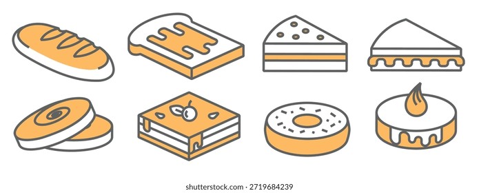 ilustração de vetor de ícones de bolo de padaria