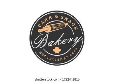 Bakery cake kitchen logo simple minimalist vintage emblem design, restaurant.