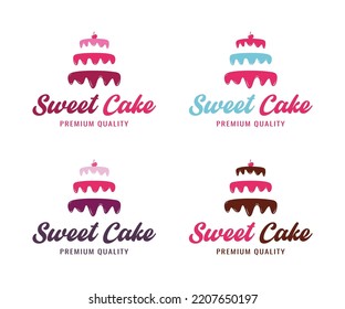 Bakery cake logo template. Cake logo ideas design vector