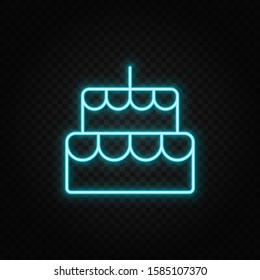 bakery, cake neon icon. Blue and yellow neon vector icon.