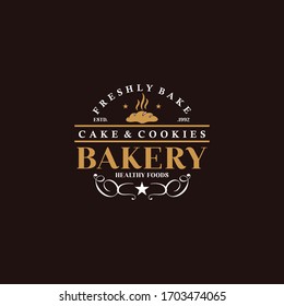 Bakery And Cake Vintage Logo Design Vector Template