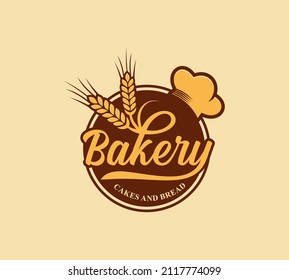 Bakery and Cake Vintage Logo Design Vector Template