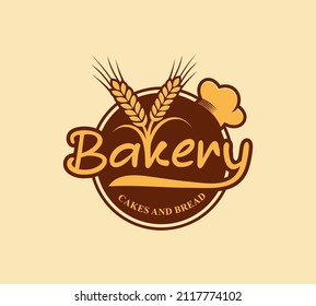 Bakery and Cake Vintage Logo Design Vector Template