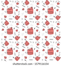 Bakery, Cakes, dessert, pastries linear pattern. Doodle vector.Vintage food icons, sweet elements background for menu, cafe shop. Flat hand-drawn vintage set.Bakery, Cakes, dessert, pastries.Backdrop, wallpaper.