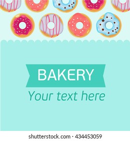 Bakery card flat illustration with donuts