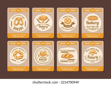 Bakery cards. baking tasty products banners for pastry culinary service Vector templates
