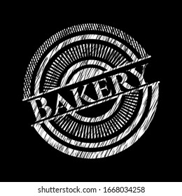 Bakery chalkboard emblem on black board. Vector Illustration. Detailed.