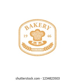 Bakery chef badge logo emblem old vintage texture style