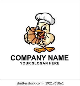 bakery chef duck logo vector